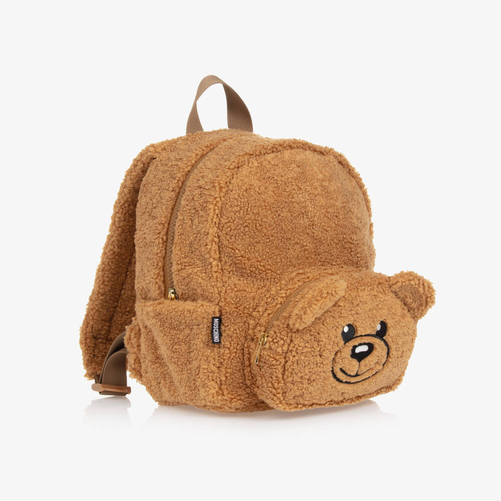 Moschino Baby-Boys Tan Teddy Fleece Backpack | Childrensalon Outlet
