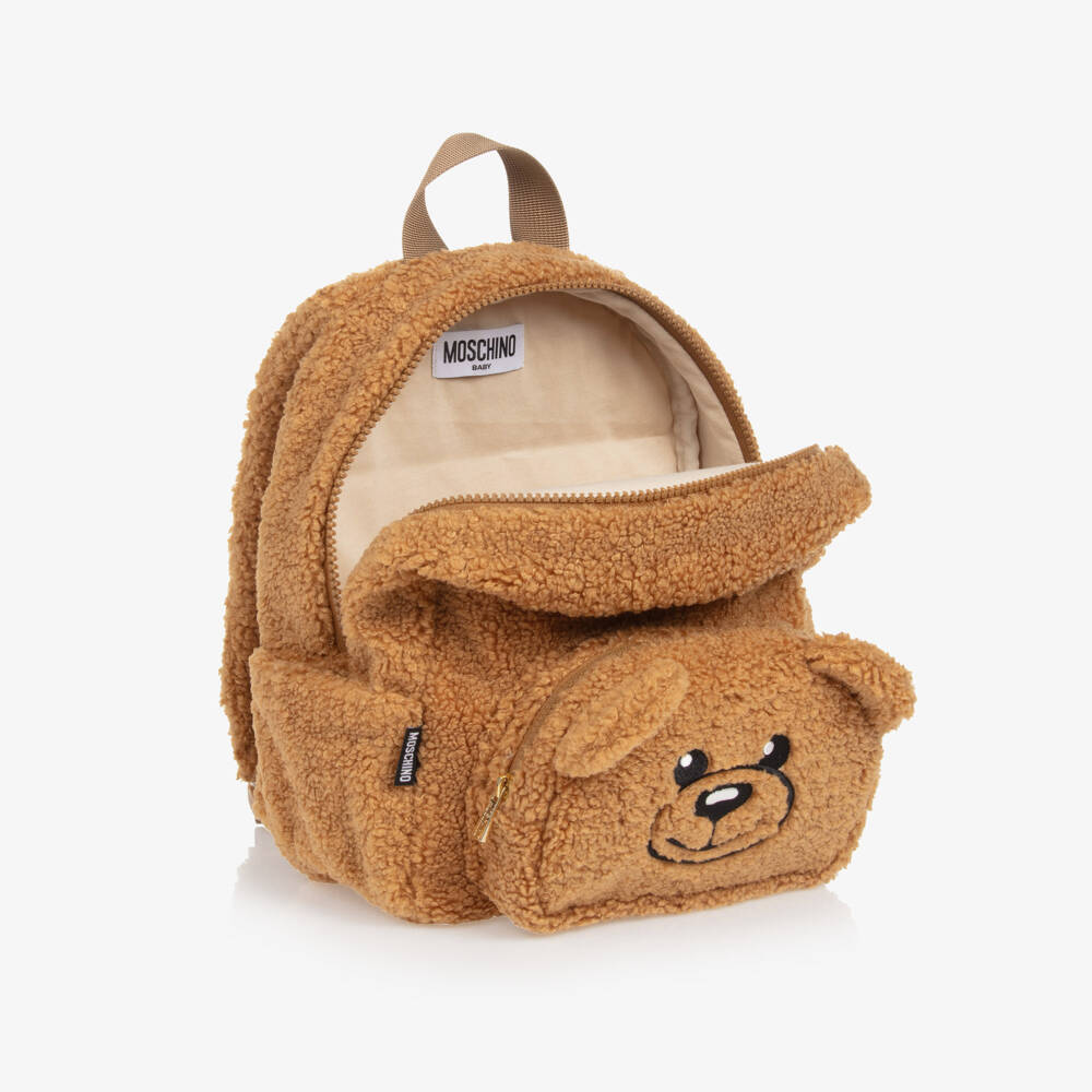 Moschino Baby-Boys Tan Teddy Fleece Backpack | Childrensalon Outlet