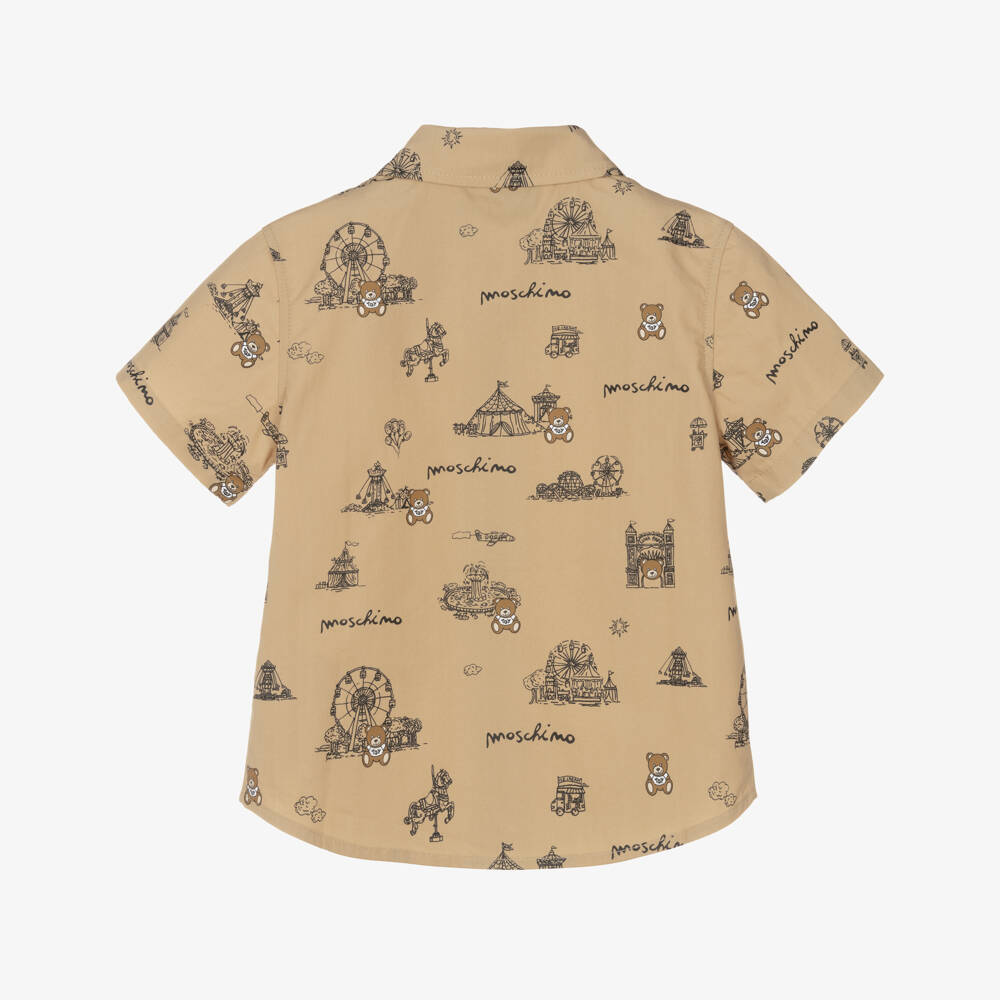 Moschino-Boys Taupe Circus Cotton Shirt | Childrensalon Outlet