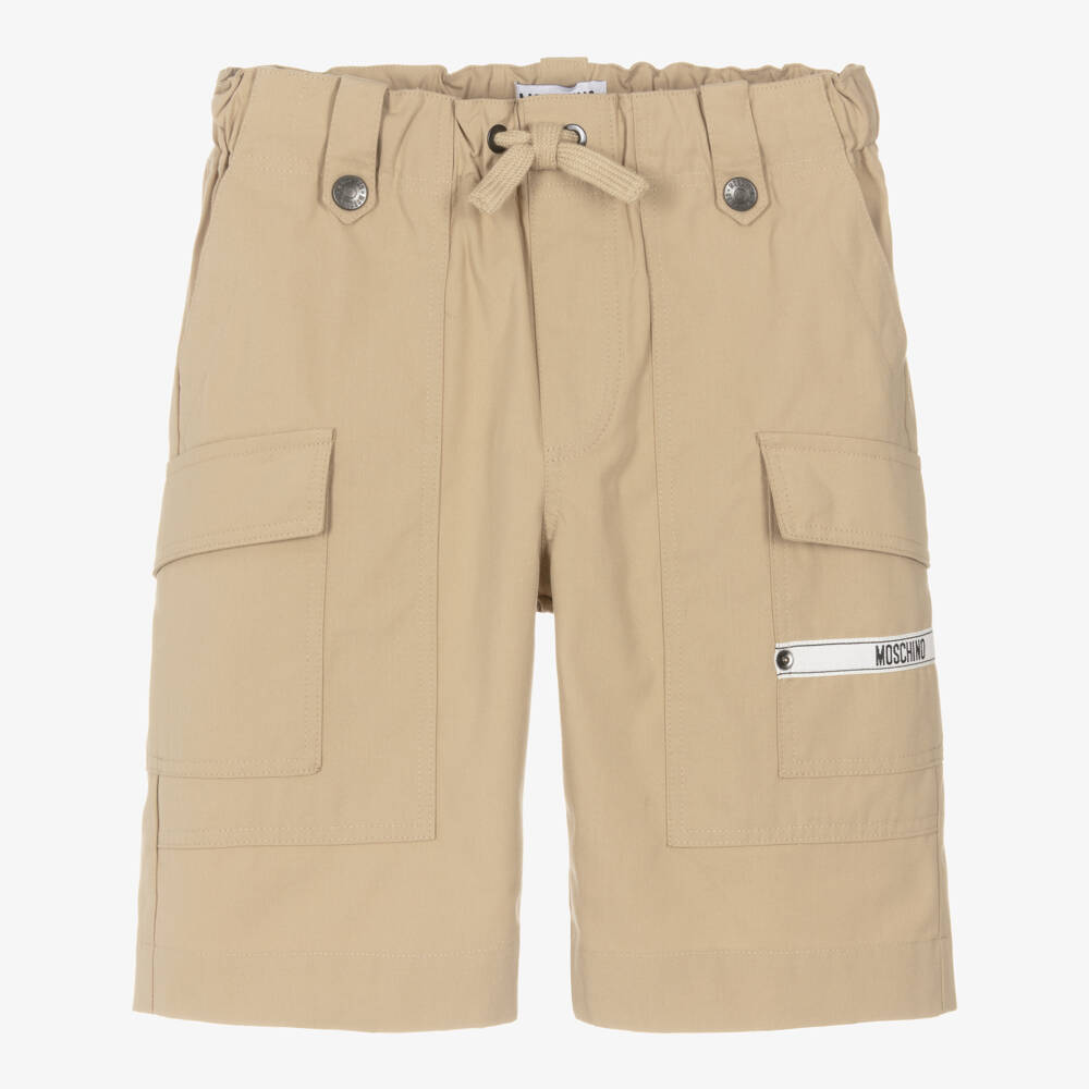 Moschino-Boys Taupe Cotton Utility Shorts | Childrensalon Outlet