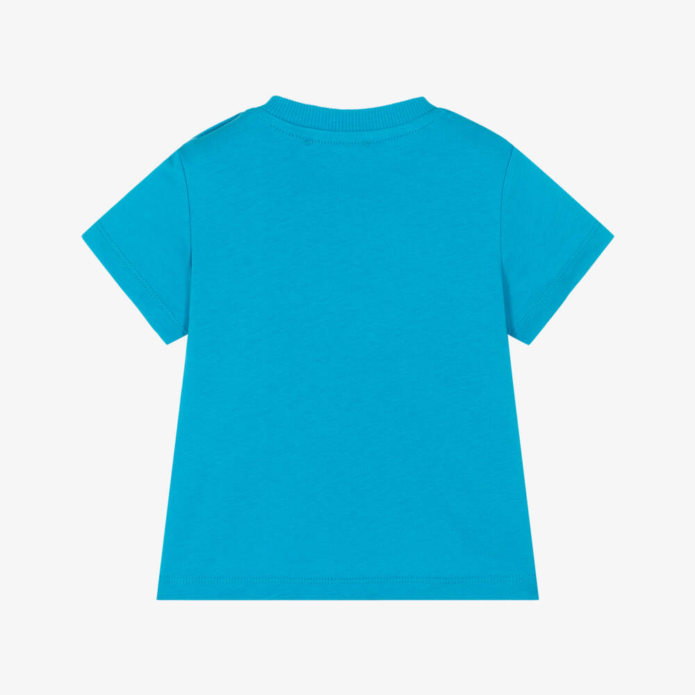 Moschino-Boys Teal Bear Print Tee | Childrensalon Outlet