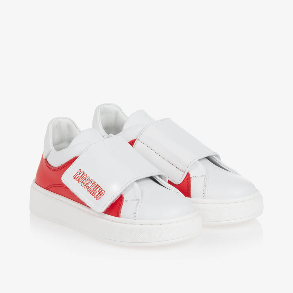 Moschino-Boys Velcro Leather Logo Trainers | Childrensalon Outlet