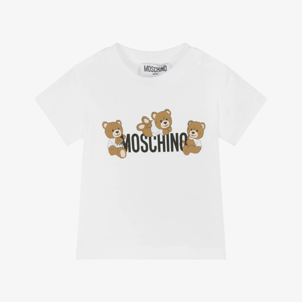 Moschino-تيشيرت قطن أبيض للأولاد بطبعة دب | Childrensalon Outlet