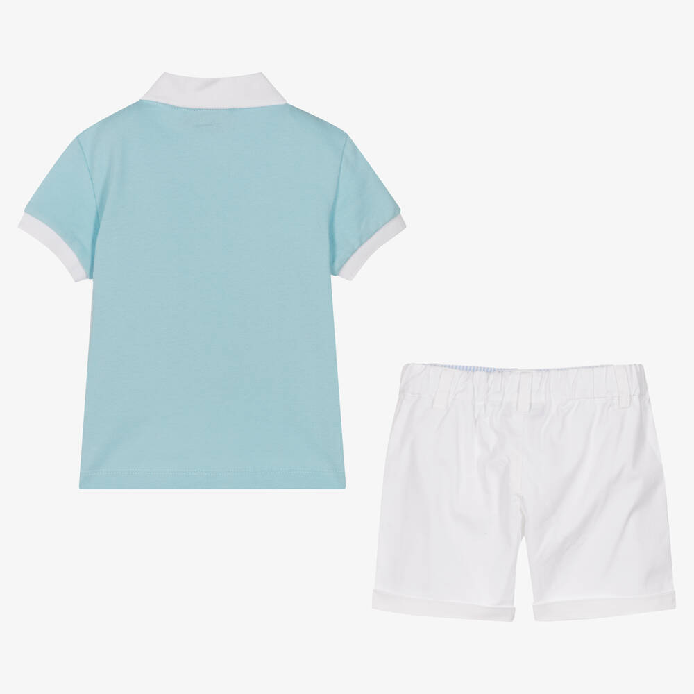 Moschino Baby Boys White Blue Cotton Shorts Set Childrensalon Outlet