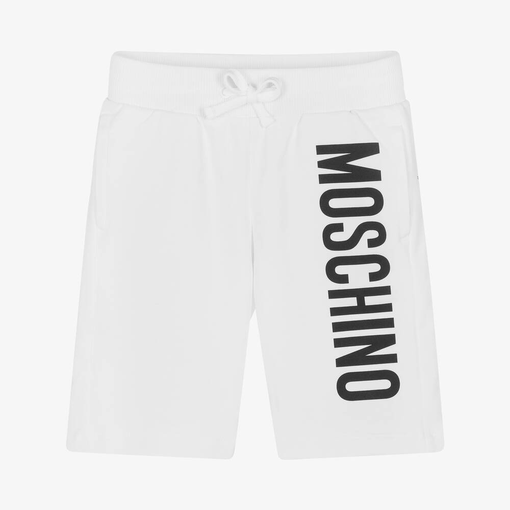 Moschino Kid-Teen - شورت قطن جيرسي لون أبيض للأولاد | Childrensalon