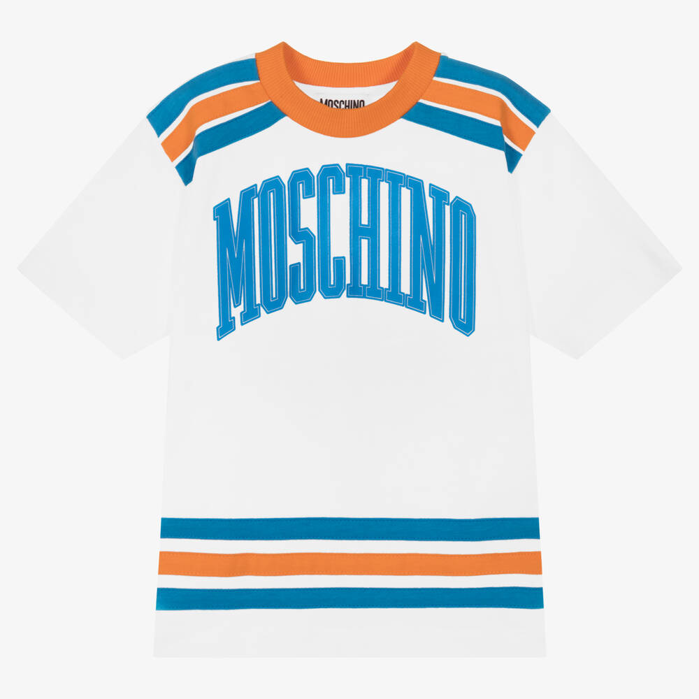 Moschino Kid-Teen - Белая хлопковая футболка для мальчиков | Childrensalon