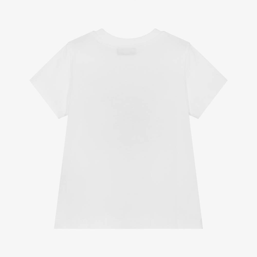 Moschino-Белая хлопковая футболка с логотипом для мальчиков | Childrensalon Outlet