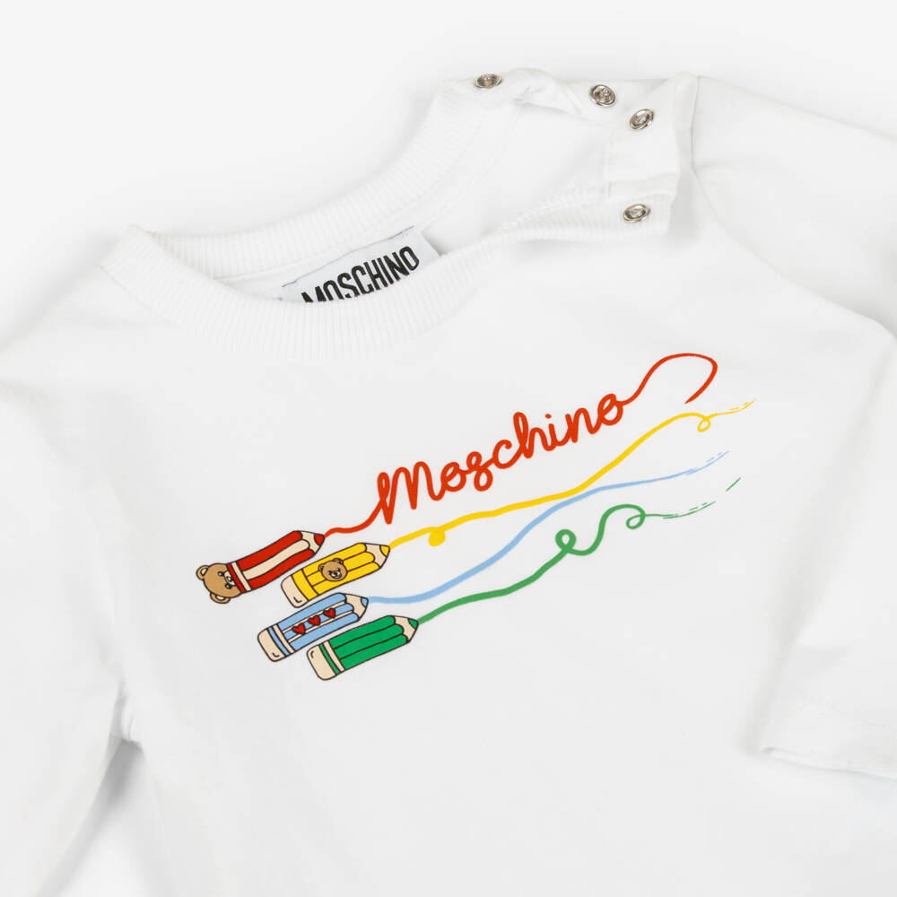 Moschino-Boys White Cotton Pencil Tee | Childrensalon Outlet