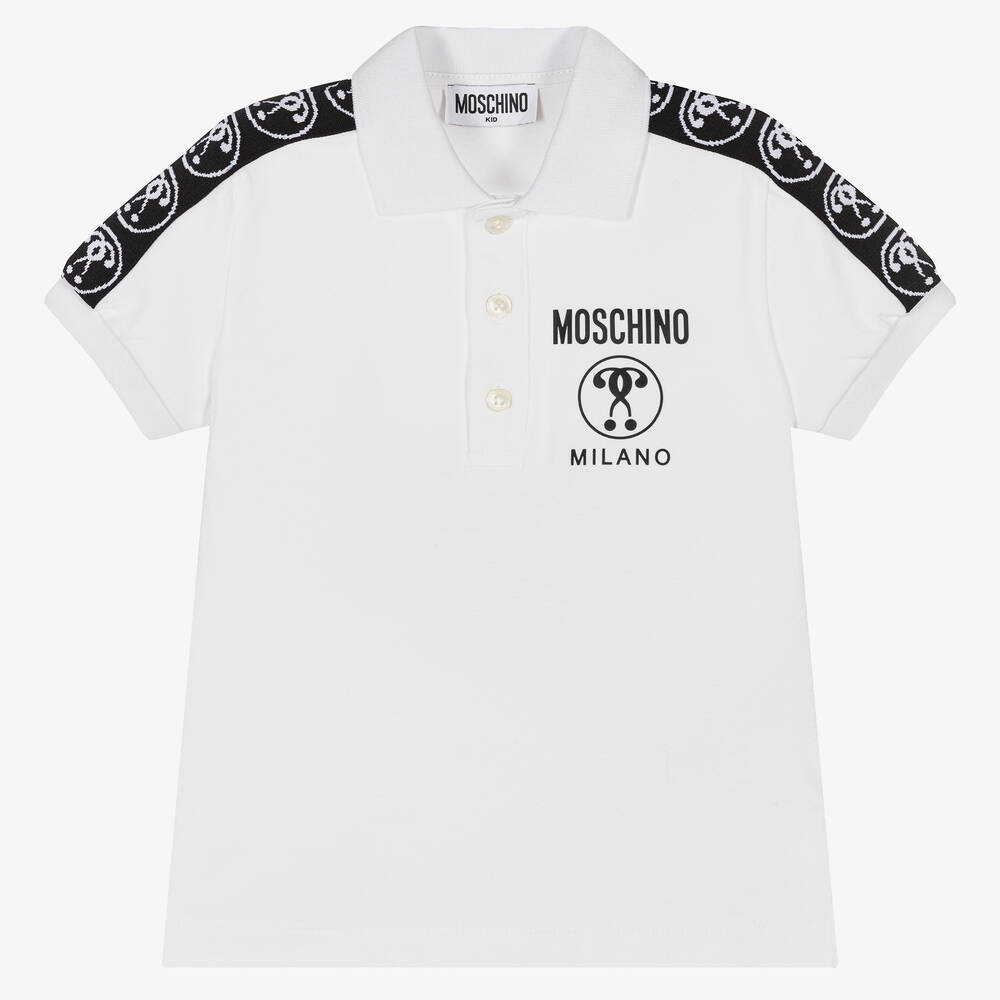 Moschino Kid-Teen - Boys White Cotton Piqué Polo Shirt | Childrensalon