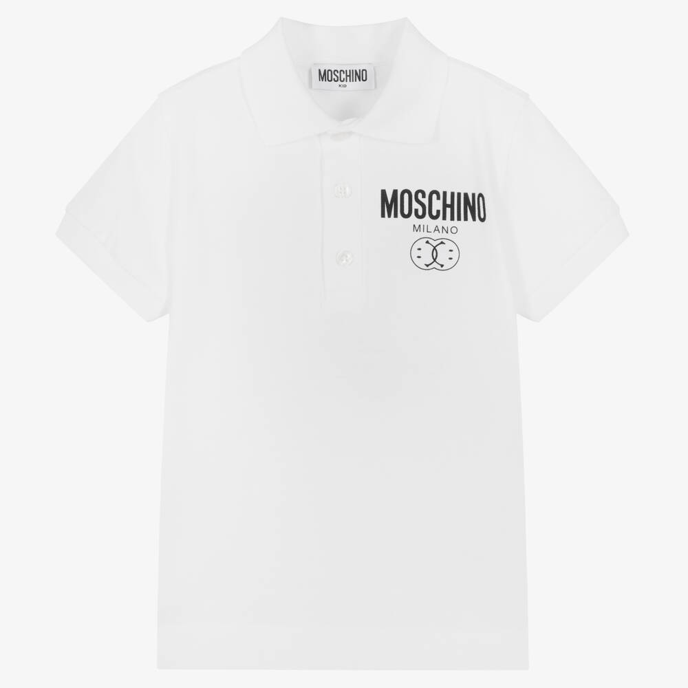 Moschino Kid-Teen - Белая рубашка поло для мальчиков | Childrensalon