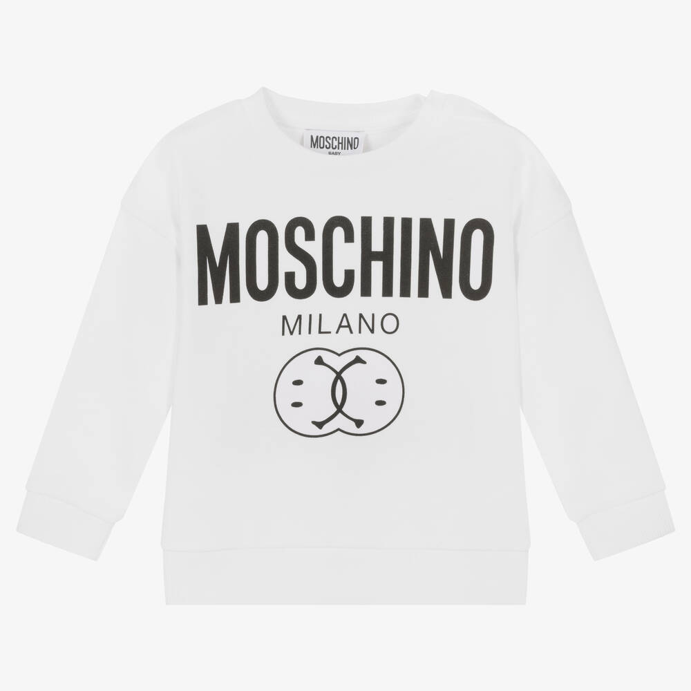 Moschino Baby - سويتشيرت أطفال ولادي قطن لون أبيض | Childrensalon