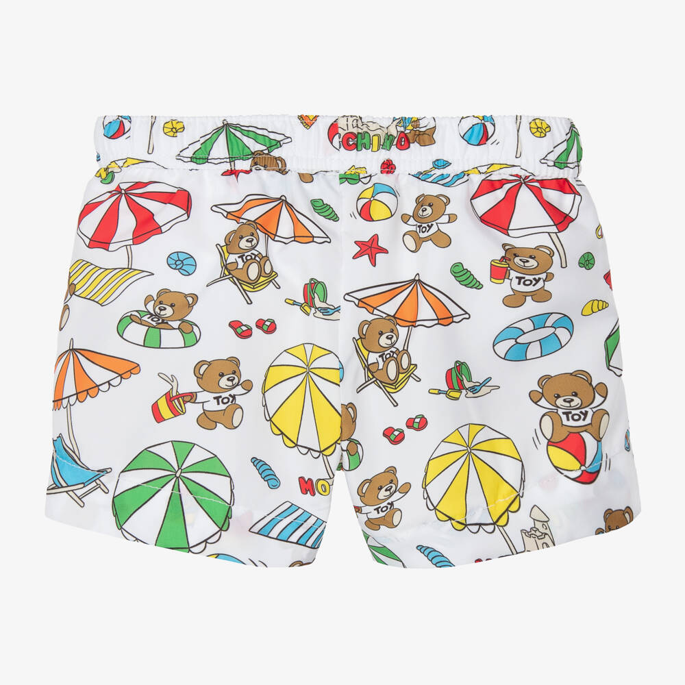 Moschino Baby-Boys White Holiday Teddy Bear Swim Shorts | Childrensalon Outlet