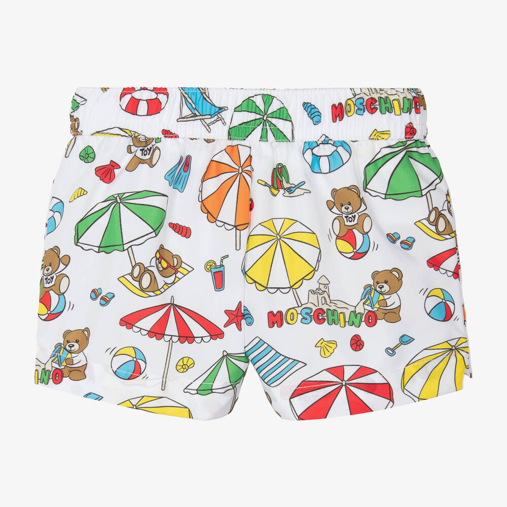 Moschino Baby-Boys White Holiday Teddy Bear Swim Shorts | Childrensalon Outlet