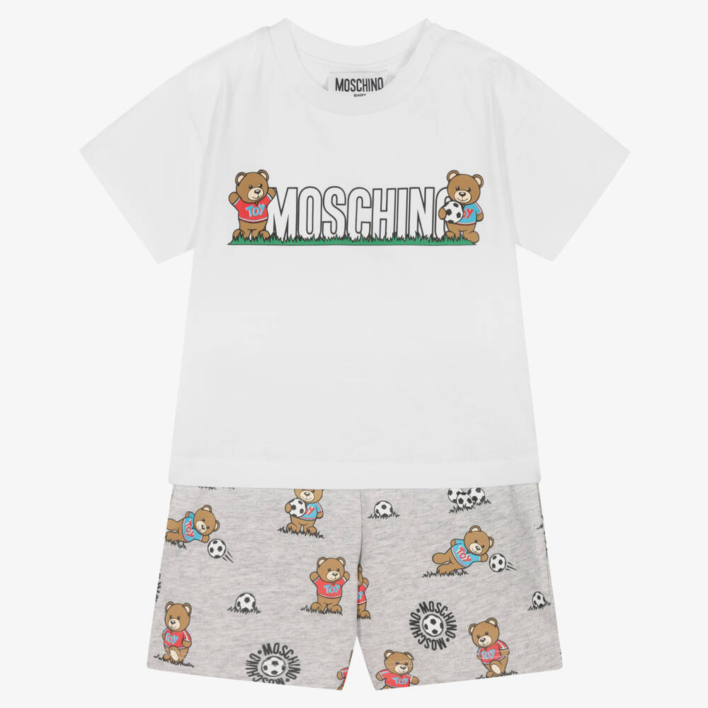 Moschino Baby - Ensemble short blanc nounours | Childrensalon