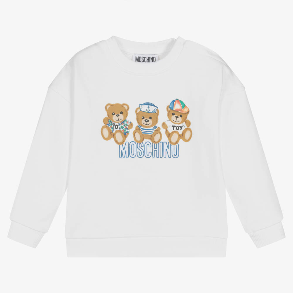 Moschino Baby - Boys White Teddy Bear Sweatshirt | Childrensalon