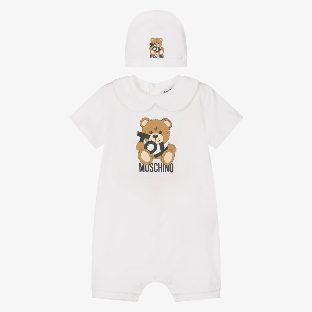 Moschino-Комплект белый с эмблемой мишки для мальчиков | Childrensalon Outlet