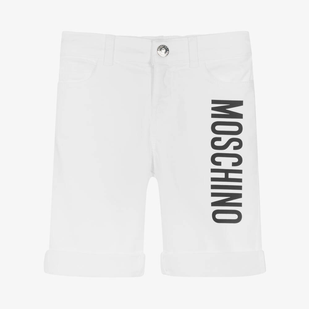 Moschino Kid-Teen - Boys White Twill Logo Shorts | Childrensalon