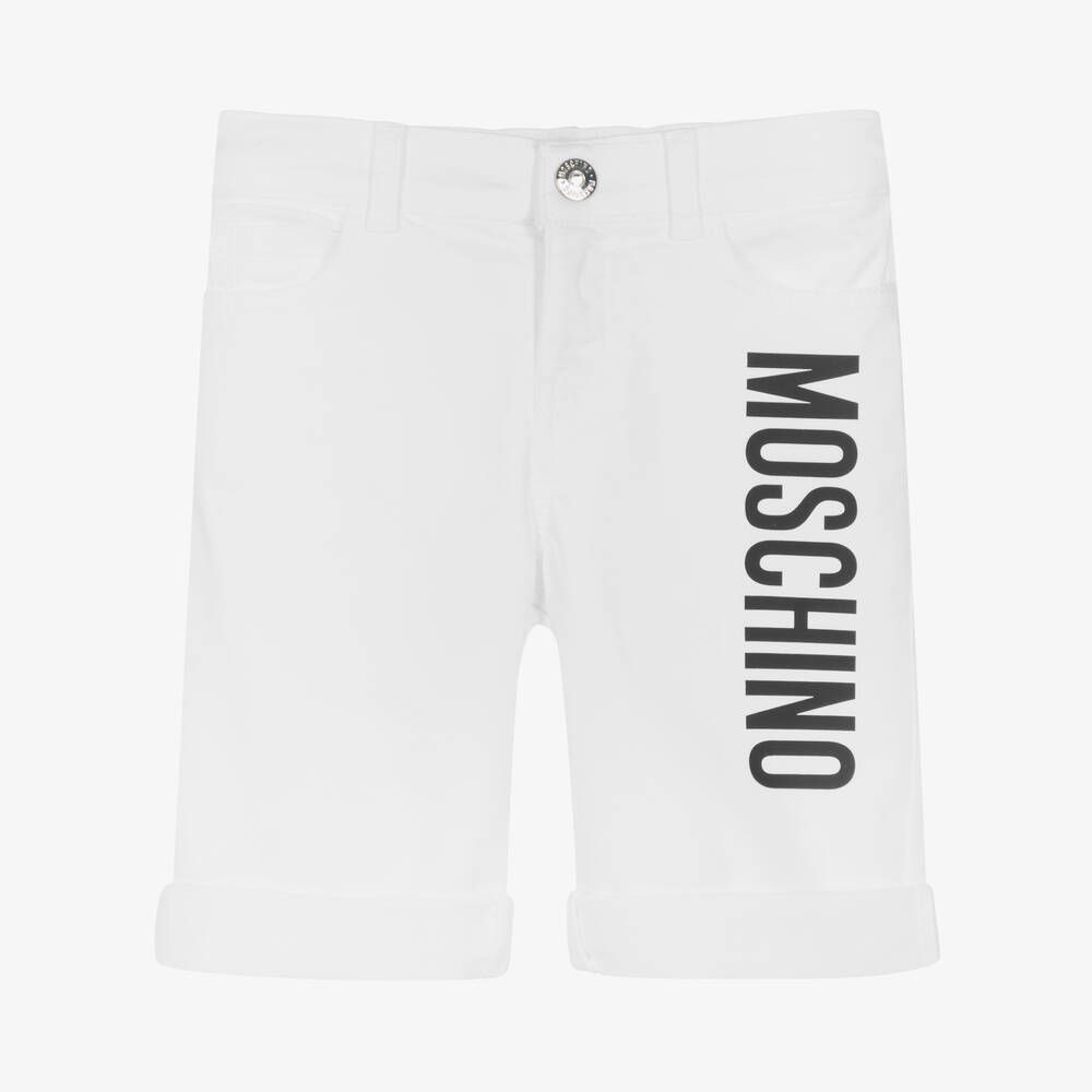 Moschino Kid-Teen - شورت قطن تويل لون أبيض للأولاد | Childrensalon