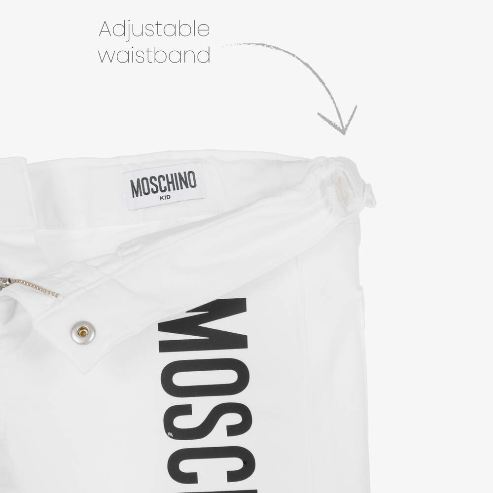 موسكينو Kid-Teen-شورت قطن تويل لون أبيض للأولاد | Childrensalon Outlet