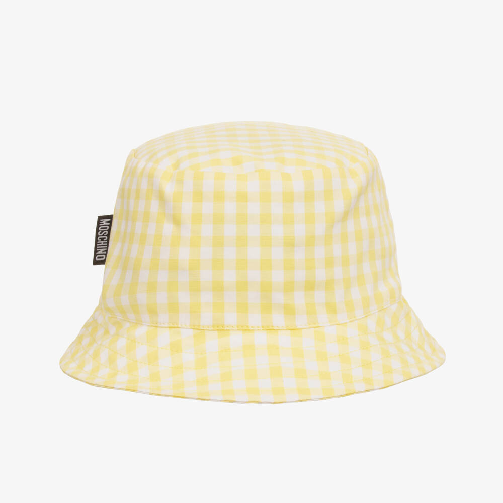 Moschino-Boys Yellow Checkered Bear Hat | Childrensalon Outlet