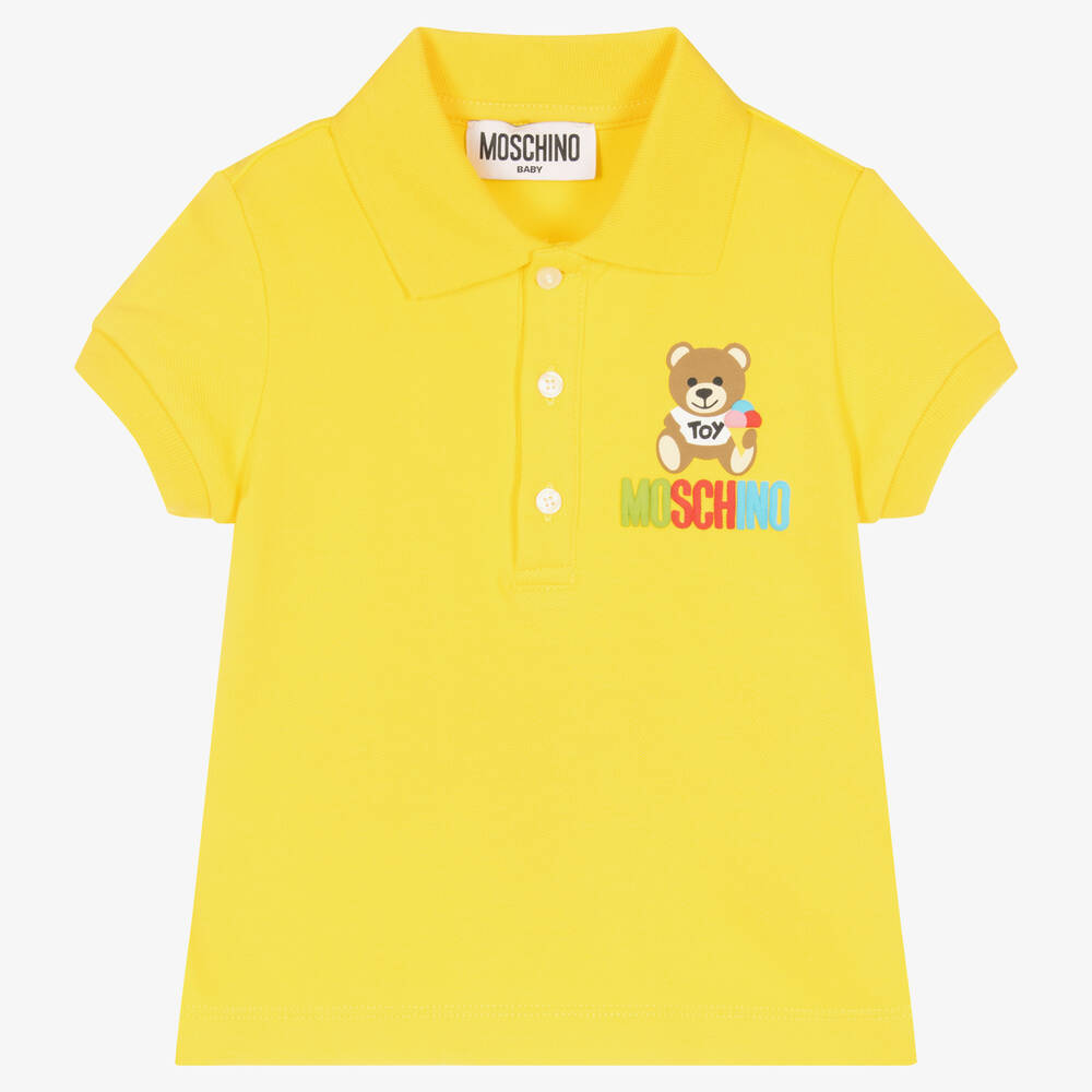 Moschino Baby - Boys Yellow Cotton Polo Shirt | Childrensalon