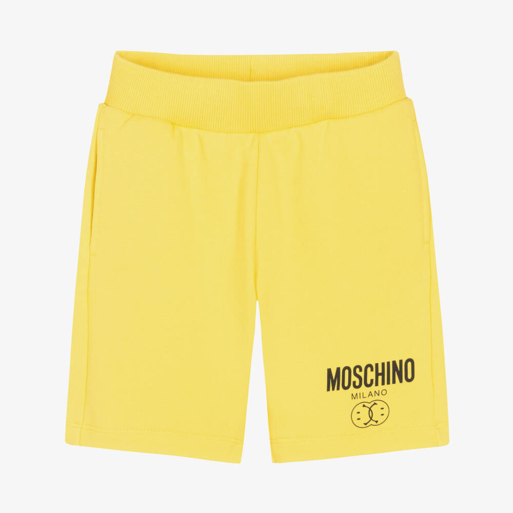 Moschino Kid-Teen - Boys Yellow Double Smiley Logo Shorts | Childrensalon
