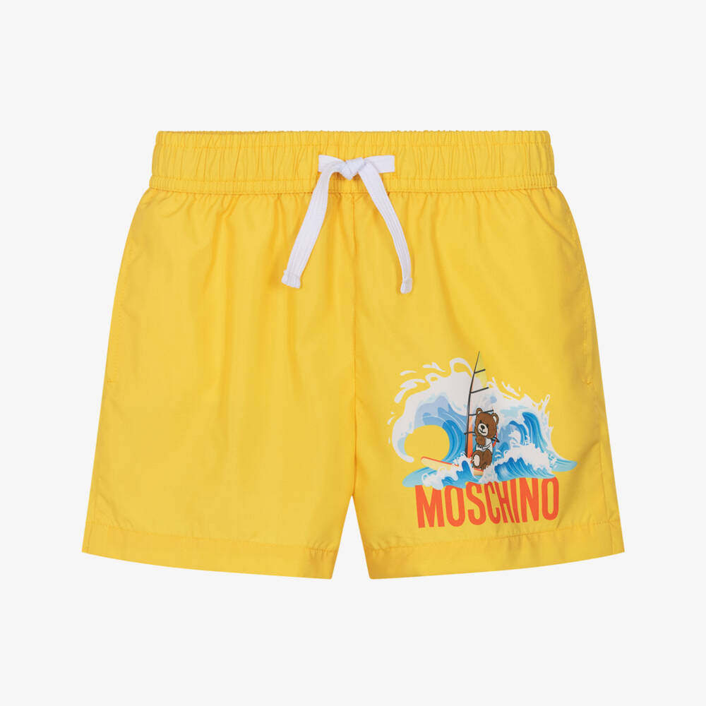 Moschino-Boys Yellow Surf Bear Swim Shorts | Childrensalon Outlet