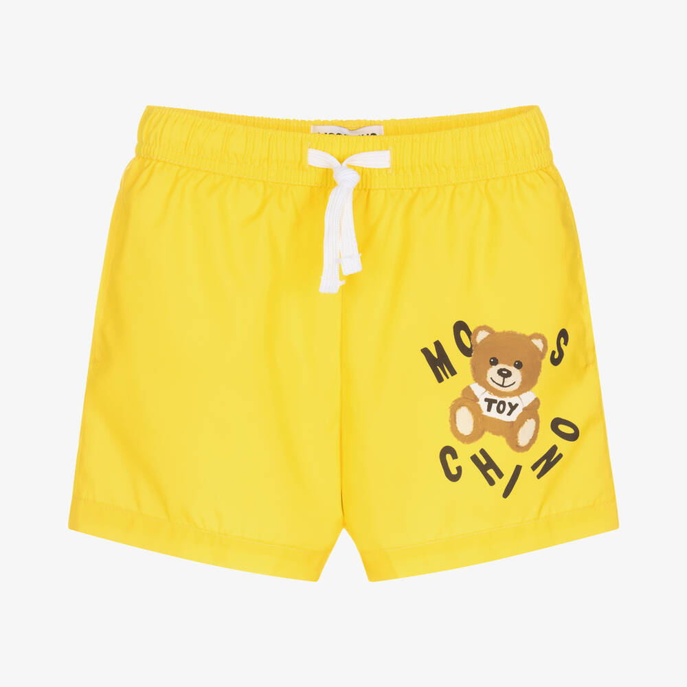 Moschino Kid-Teen - Boys Yellow Teddy Logo Swim Shorts | Childrensalon