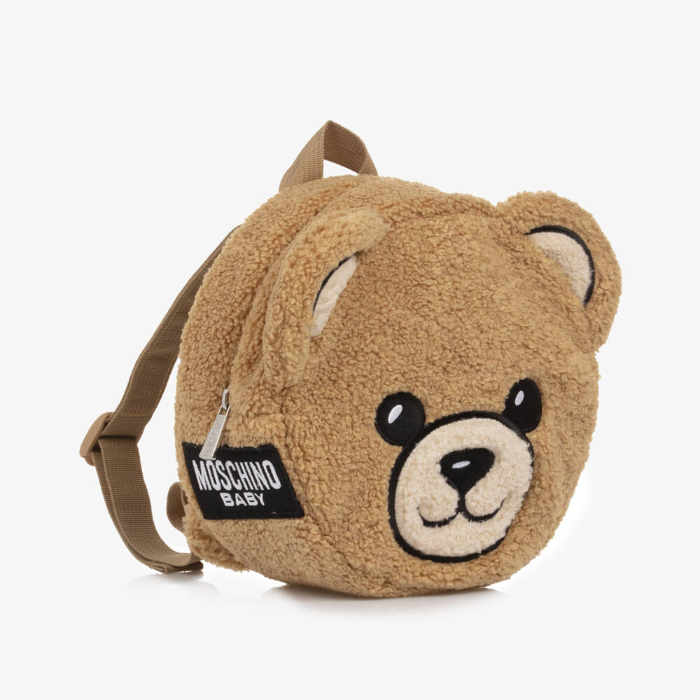 Moschino-Brown Fleece Teddy Bear Backpack (22cm) | Childrensalon Outlet
