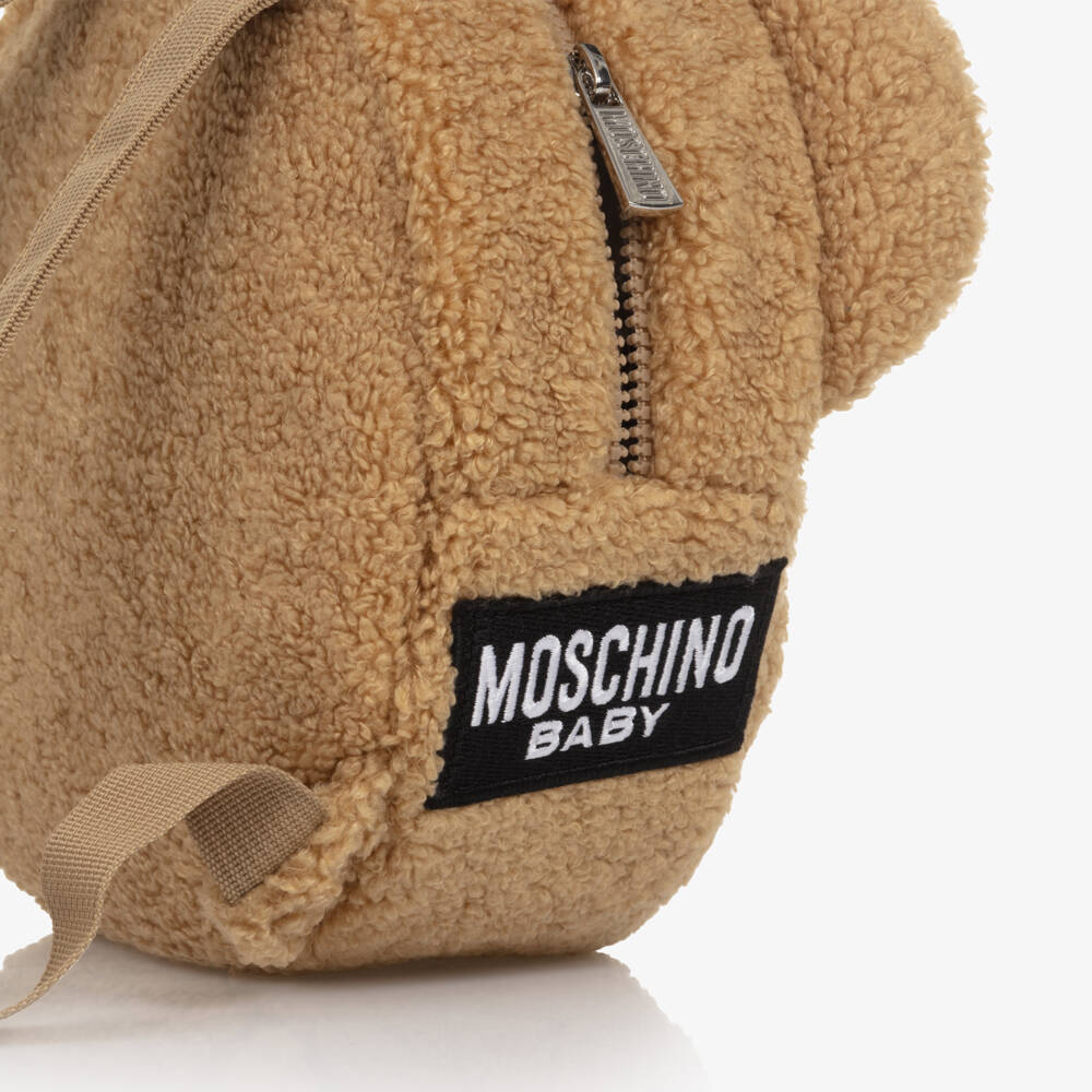 Moschino-Brown Fleece Teddy Bear Backpack (22cm) | Childrensalon Outlet