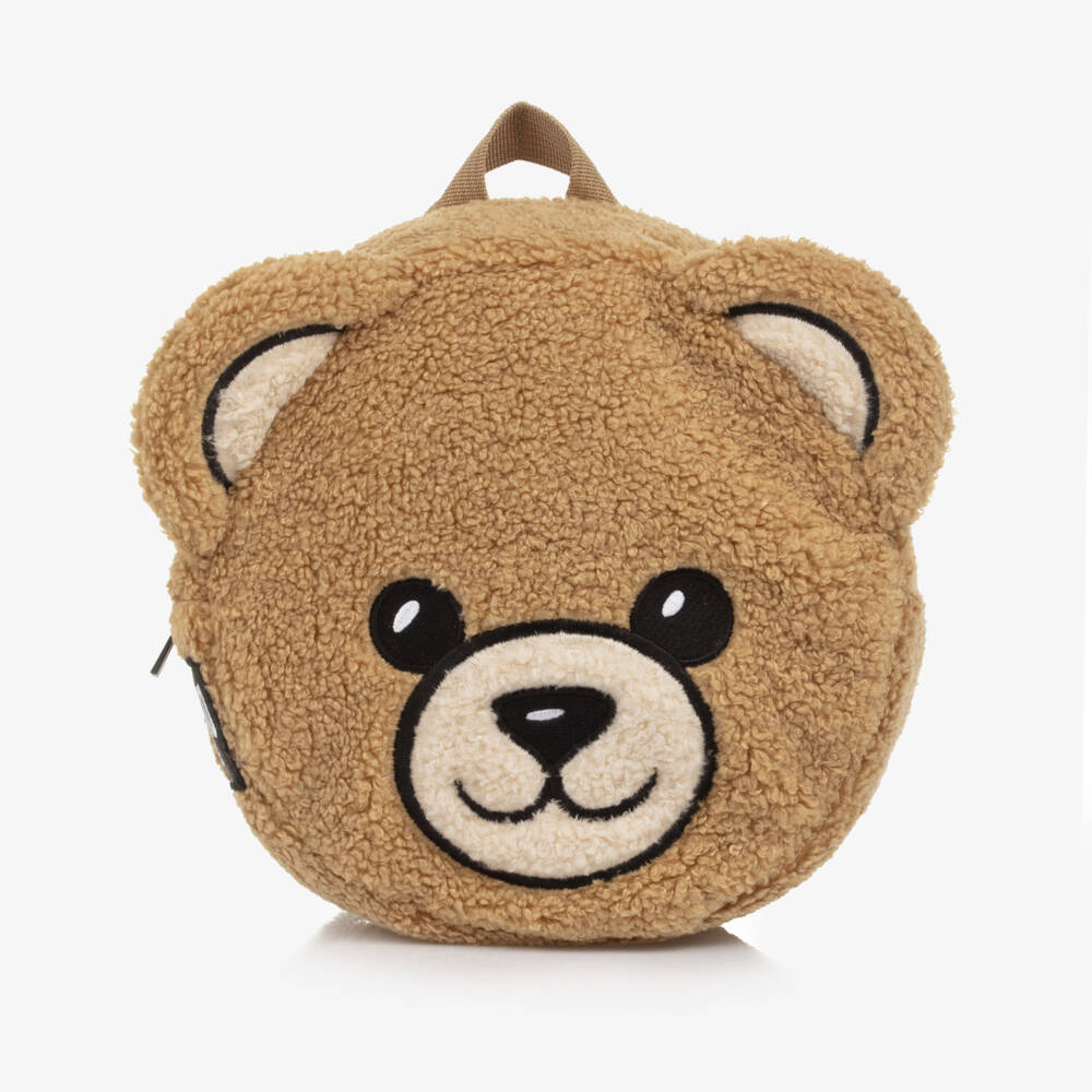 Moschino-Brown Fleece Teddy Bear Backpack (22cm) | Childrensalon Outlet
