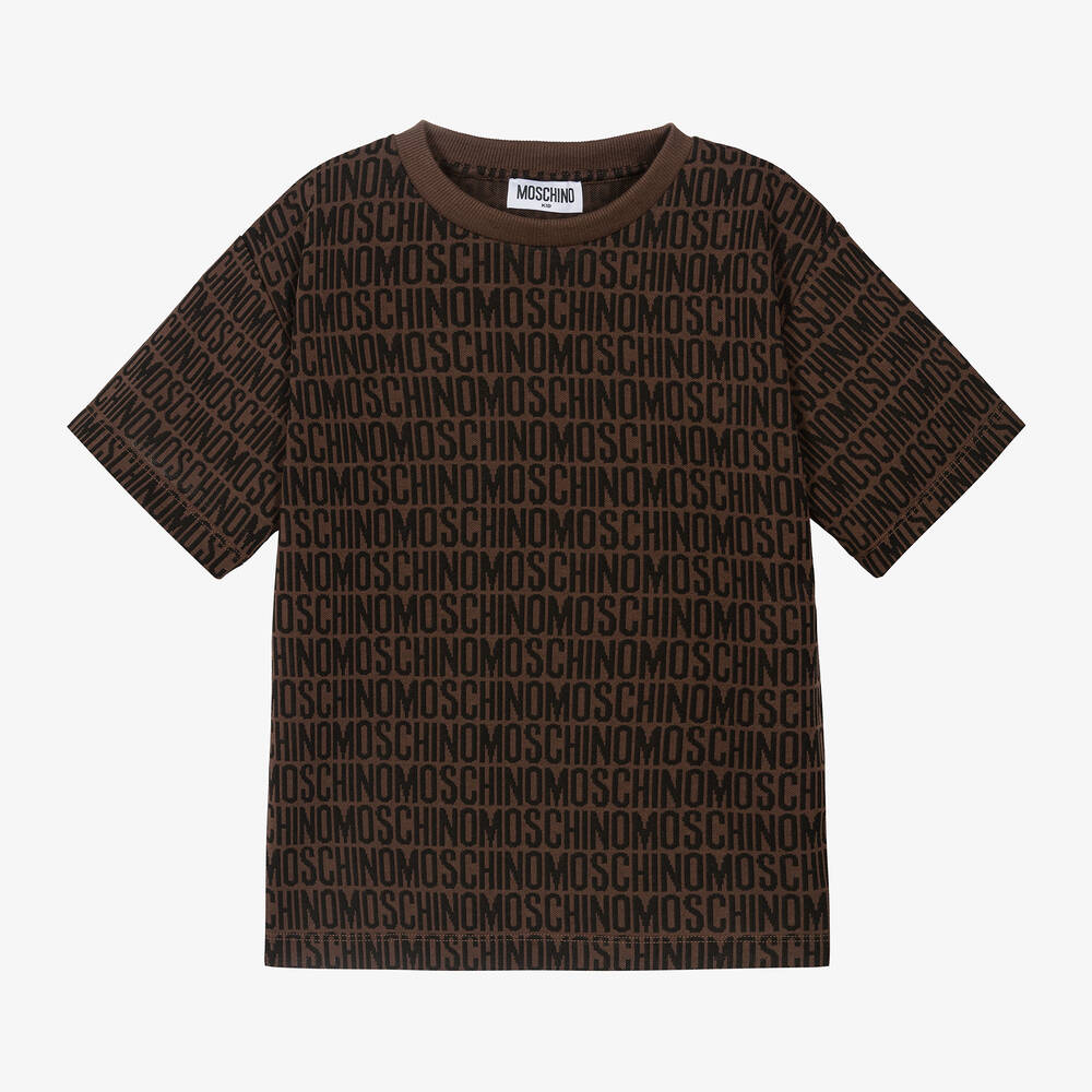 Moschino Kid-Teen-Brown Knitted Jersey T-Shirt | Childrensalon Outlet
