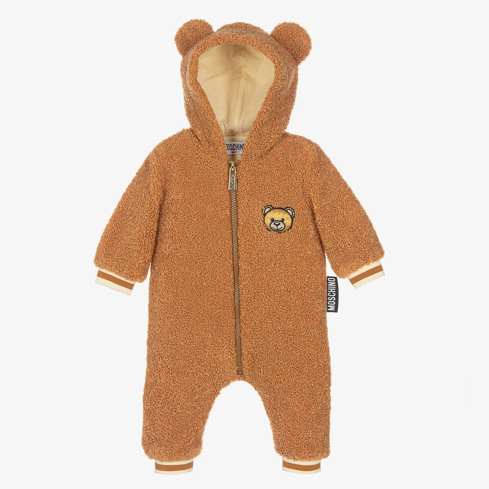 Moschino Baby - Combi-pilote marron en polaire ours | Childrensalon