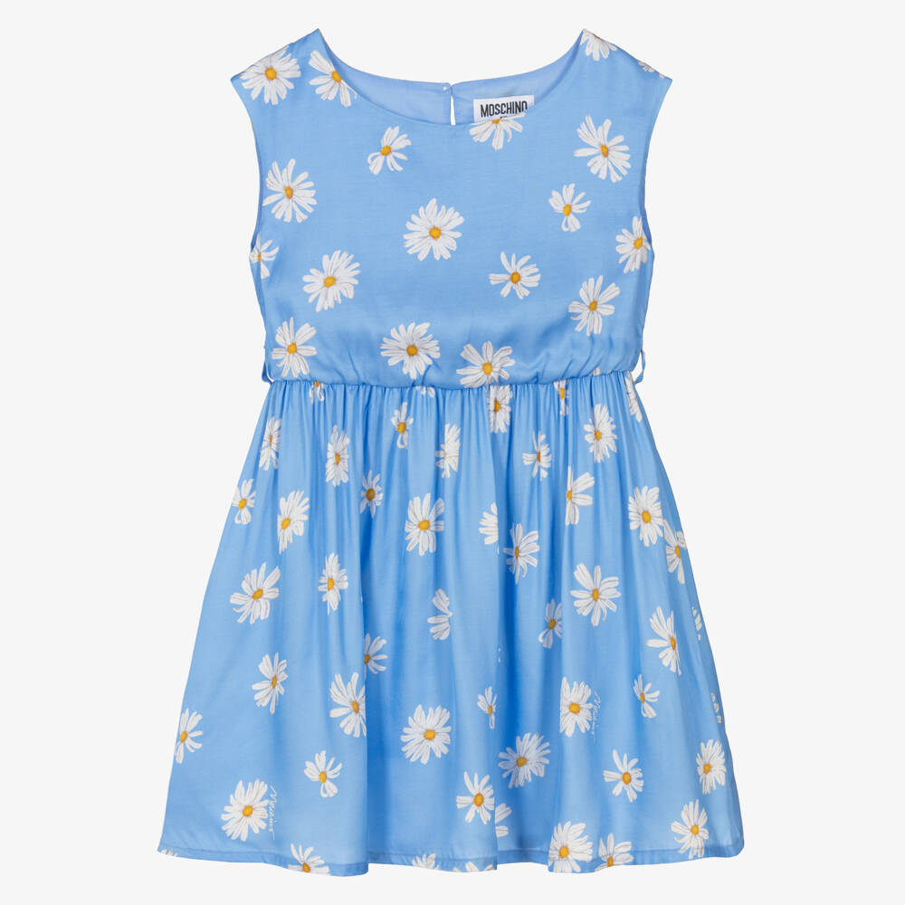 Moschino-فستان أزرق بنقشة الأقحوان للبنات | Childrensalon Outlet