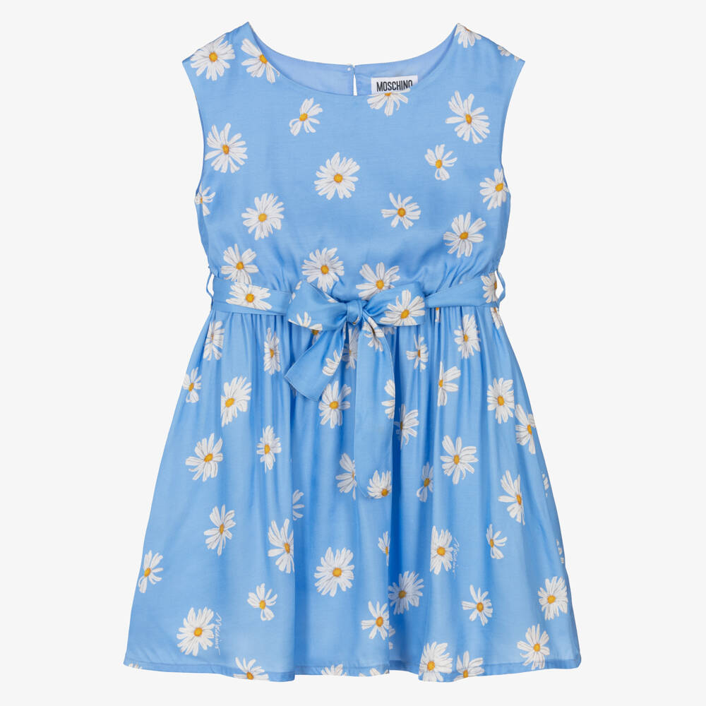 Moschino-فستان أزرق بنقشة الأقحوان للبنات | Childrensalon Outlet