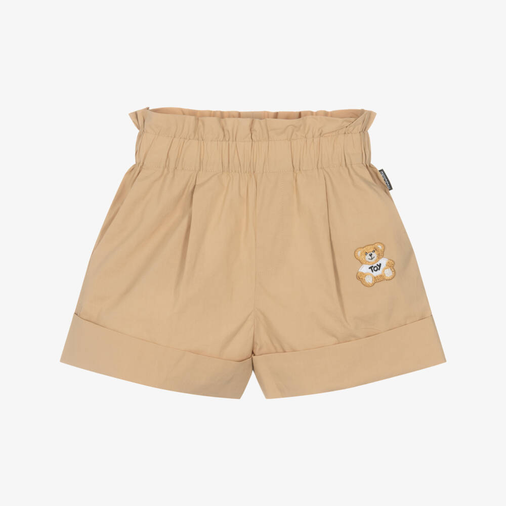 Moschino-شورت بيج للبنات بخصر ورقي | Childrensalon Outlet