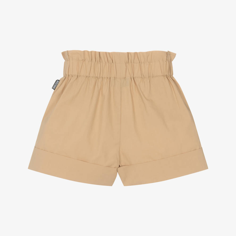 Moschino-Girls Beige Paperbag Waist Shorts | Childrensalon Outlet