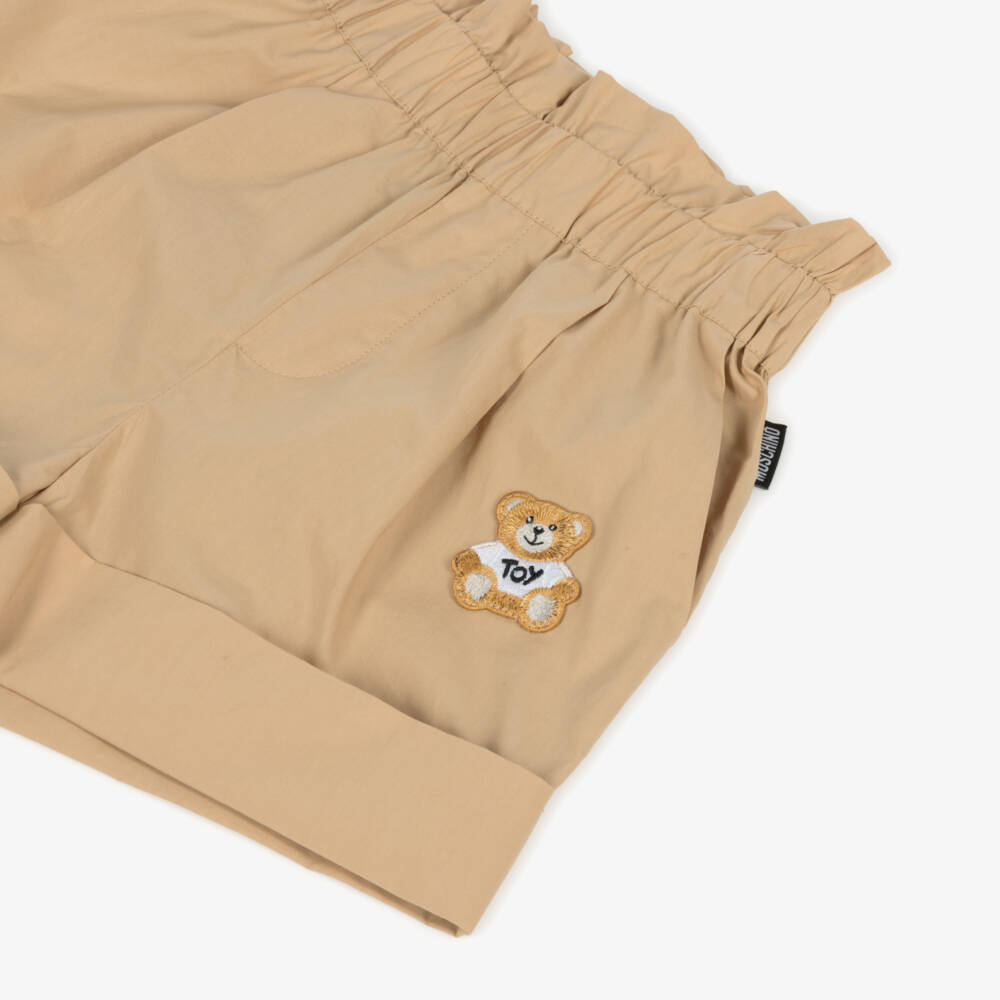 Moschino-Girls Beige Paperbag Waist Shorts | Childrensalon Outlet