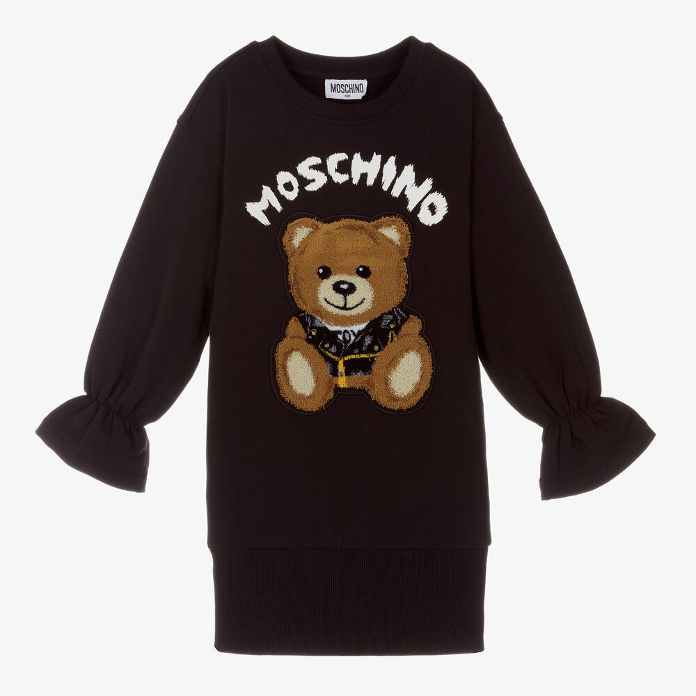 Moschino Kid-Teen - فستان قطن جيرسي لون أسود | Childrensalon