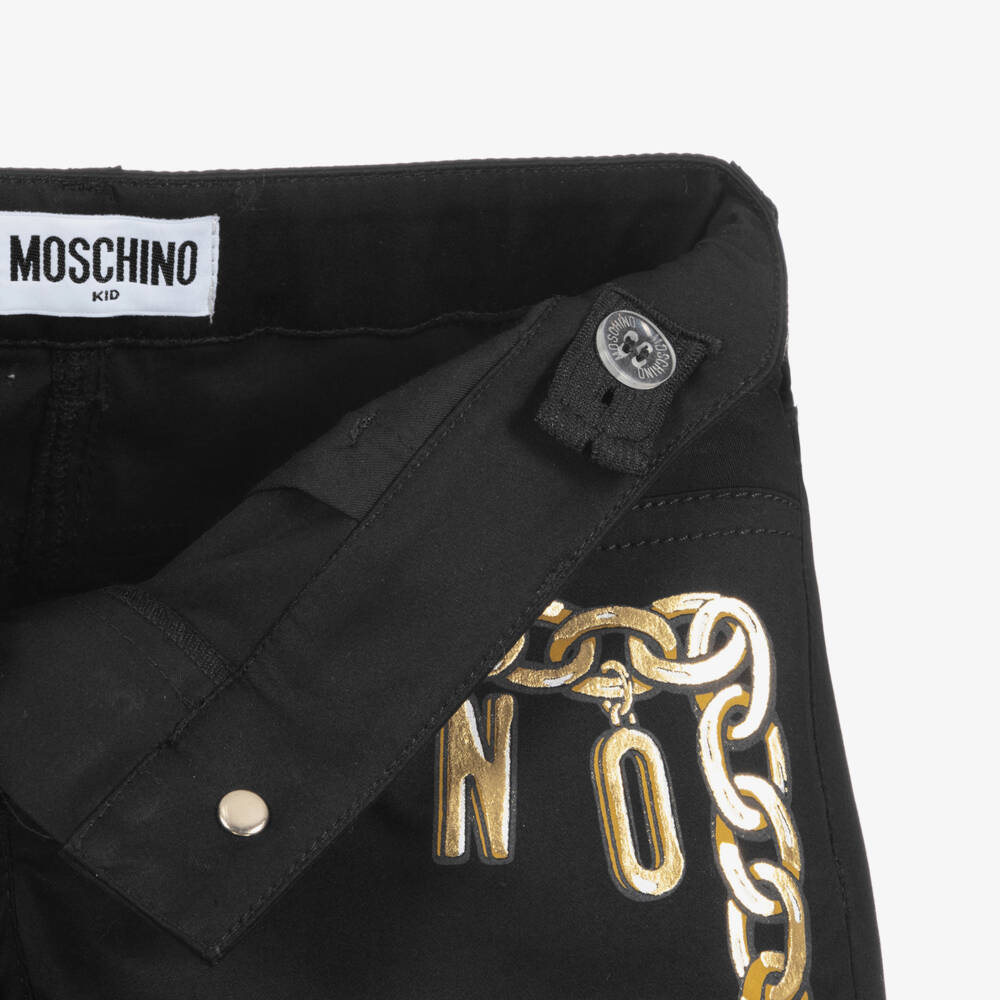 Moschino Kid-Teen-Girls Black Chain Print Jeans | Childrensalon Outlet
