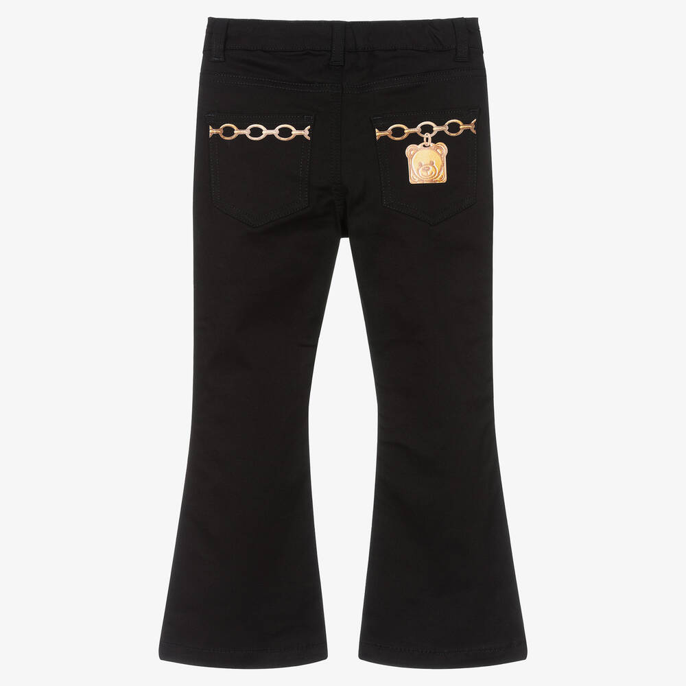Moschino Kid-Teen - Girls Black Chain Print Logo Jeans