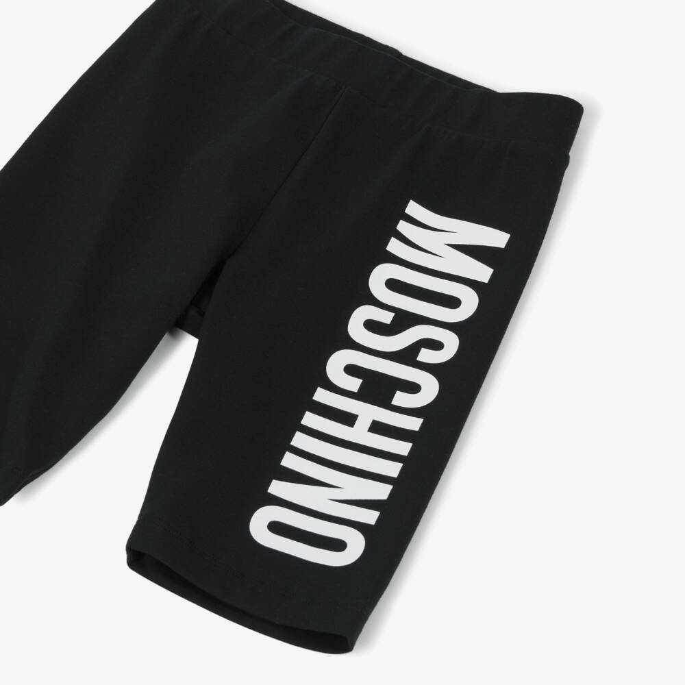 Moschino-Girls Black Cotton Cycling Shorts | Childrensalon Outlet