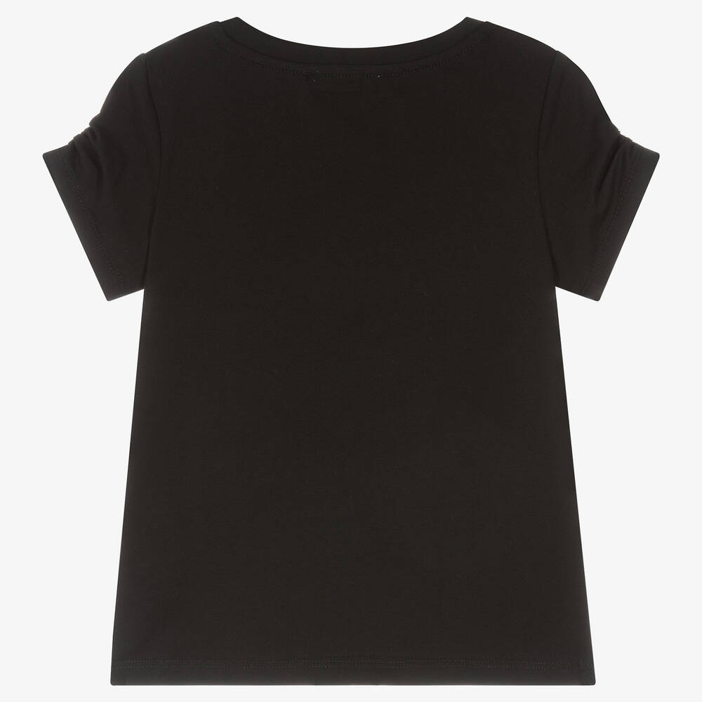 Moschino Kid-Teen-Girls Black Cotton Diamanté T-Shirt | Childrensalon Outlet
