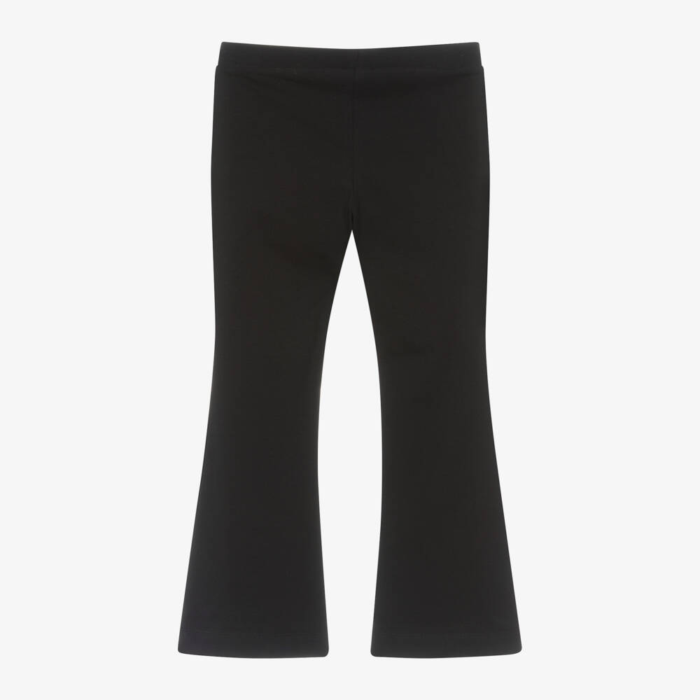 Moschino-Girls Black Cotton Flared Trousers | Childrensalon Outlet