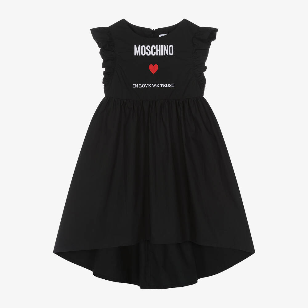 Moschino Kid-Teen-Girls Black Cotton Heart Dress | Childrensalon Outlet