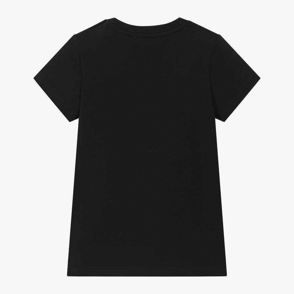 Moschino Baby-Girls Black Cotton Heart T-Shirt | Childrensalon Outlet