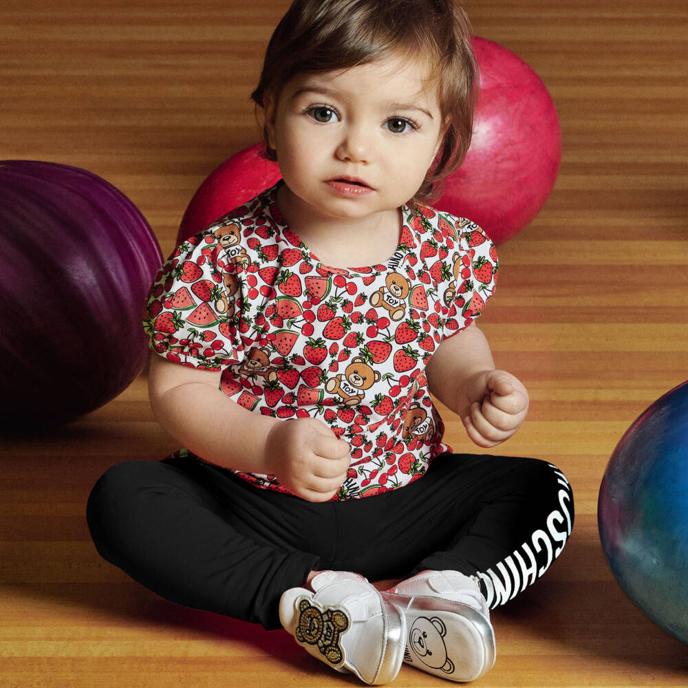 Moschino Baby-Girls Black Cotton Leggings | Childrensalon Outlet