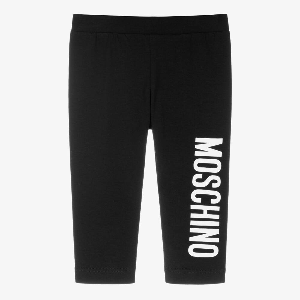Moschino Baby-Girls Black Cotton Leggings | Childrensalon Outlet