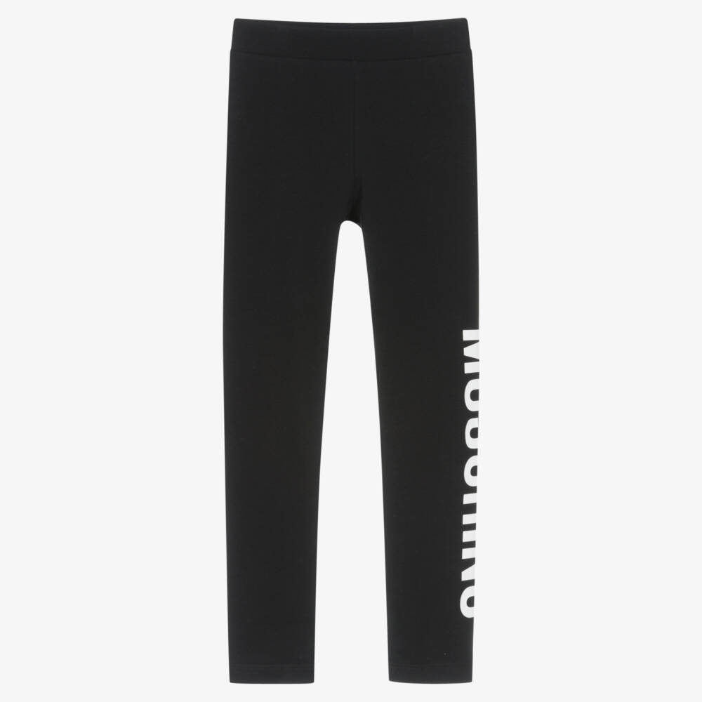 Moschino Kid-Teen-Girls Black Cotton Leggings | Childrensalon Outlet