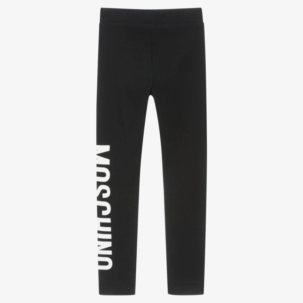 Moschino Kid-Teen-Girls Black Cotton Leggings | Childrensalon Outlet